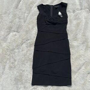 White House Black Market Black Bodycon Dress – Size 0 | NWT | Elegant |